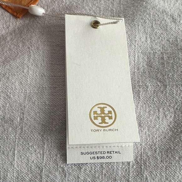 Tory Burch Orange and Cream Patterned Scarf - Picture 9 of 9